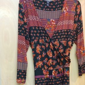 Long Tall Sally Red Black Floral Fall Maxi Dress 12